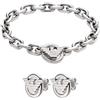 Emporio Armani Uomo Bracciale e Orecchini in Acciaio Inossidabile Color Argento, Set