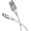 goobay Cavo in tessuto flessibile da USB-A a USB-C 60 W, 2 m, 480 Mbits, cavo di ricarica USB C/Supersoft/Xiaomi, Nothing Phone USB A a C, cavo in tessuto, bianco, 74531