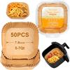 Ambienden 50 Pcs Carta Forno Per Friggitrice Ad Aria, 20 Cm Quadrate, BPA Free, Antiolio E Termoresistente, Carta Per Friggitrice Ad Aria Per Forni A Microonde Da 5-7 Litri