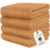 nice homeit - Set di 4 Asciugamani in 100% Cotone Filato ad Anello - 60x100 cm - Adatti per Uso Quotidiano e Sportivo - Extra Morbidi e Assorbenti - Made in Italy (Arancione)