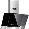 Kaiser at 8438 F Eco Esclusiva Cappa Aspirante 80 cm Kopffrei con Parete in Acciaio Inox, Vetro Nero, Motore da 910 m³/h, TouchControl a 3 Livelli, Display LED, Timer, Filtro a Carbone Attivo