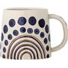 Bloomingville SHAMA - Tazza con motivo a pois, 500 ml, in ceramica, colore: Crema e blu