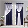 BONZER Tende oscuranti con doppio strato in voile, colore grigio, a doppio strato, per soggiorno, blu navy, 150 x 200 cm, set da 2 pannelli, colore: grigio
