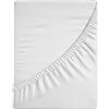 hermet Lenzuolo Sotto Con Angoli Per Letto Singolo, Lenzuolo Sotto Con Angoli Tinta Unita, Elasticizzato sui 4 Lati, 100% Jersey di Cotone, 80/90x190/200 cm, Bianco