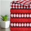 Casabella Confezione da 6 strofinacci da cucina in spugna di cotone, morbidi, altamente assorbenti, asciugamani da bar (set da 6 pezzi, rosso)