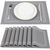 SUEH DESIGN Tovagliette Americane PVC 45 x 30cm Set 8 Pezzi, Grigio
