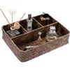 OLegei Cesto portaoggetti in vimini cestino cestino portaoggetti intrecciato contenitore con 4 scomparti organizer da tavolo per bancone, ufficio, scaffale (caffè)