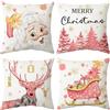 ARNTY Natale Federe Cuscini Divano 45x45,Federa Copri Cuscino Natalizia Decorativo Caso, Set di 4 Cuscini Per Divano Quadrate per Cuscino per Divano (Natale Rosa)