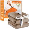 Mia&Coco Coperta Elettrica Termica Riscaldata Riscaldante con Telecomando Digitale, Flanella Sherpa 180x130 cm, 10 livelli e 1~9 ore di spegnimento automatico, Lavabile in Lavatrice, Cachi