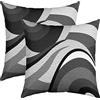 Loussiesd Set di 2 federe per cuscini geometriche per bambini, motivo a righe, colore: nero, grigio, reversibile, per adolescenti, geometria, arte astratta, quadrata, set di 2 federe per cuscini moderni, 30 x