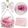 Yamonic Festa della Mamma Idee Regalo,Rosa Eterna Regalo Donna, Rosa Stabilizzata con Angelo di Vetro Regali Mamma Compleanno, Angeli Custodi Regali Nonna, Fiori Eterni con Statuette Angeli Natale
