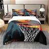 Loussiesd Set di biancheria da letto matrimoniale con copripiumino sportivo e basket, 100% cotone, per ragazzi, motivo basket 3D, copripiumino Slam Dunk per camera da letto, 3 pezzi