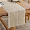 Miuyunya Runner da Tavolo Lino di Cotone Moderno 33x120 cm Crema Beige Giallo Macramè Runner Tavola Lavabile Vintage Centro Tovaglia Decorazioni Matrimonio Tavoli per Soggiorno Mobili Cucina