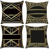Hnmdmyi Copricuscino nero e oro 40x40 Set di 4, Boho Copricuscino Modelli geometrici moderni Decorativi Lino Copricuscino per divano letto giardino esterno Home Decor