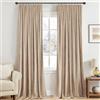 MIULEE Tende in velluto con nastro arricciato, set da 2 pezzi, 140 x 280 cm, spessore e pesante, per soggiorno, camera da letto, tenda oscurante in velluto, colore beige scuro