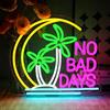 OYCGZV Insegna luminosa al neon No Bad Days - Insegna al neon con palma per decorazione da parete, luce da parete al neon luna e mare, insegna LED USB per camera da letto, bar della birra, caffè