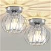 Seruno X Lampadario Moderno in Cristallo, Mini Plafoniera Color Argento con Paralume in Vetro, Plafoniera a Semi-incasso E27 per Soggiorno Camera da Letto Cucina Sala da Pranzo Corridoio Bagno