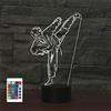 SUPERRUIDALONG 3D karate luci notturne telecomando 16 colori illusione acrilico LED tavolo comodino lampada per bambini camera da letto scrivania decorazione regali di compleanno giocattolo per