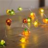 Lights4fun Catena Luminosa di Foglie Autunnali Zucca Ghianda con 30 Micro LED Bianchi Caldi a Pile con Timer Decorazione Autunnale per Interni