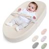 COMOMY Materassino Fasciatoio in Pelle Vegana, 80 x 40 cm, Impermeabile e Lavabile, con Cintura di Sicurezza e Design Antiscivolo, Morbido Cuscino per Fasciatoio Leggero (Beige)