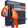 Presch Morsetto falegname 300mm - Forza di serraggio di 300 kg per un fissaggio immediato - Acciaio al carbonio e corpo rinforzato in fibra di vetro per massima stabilità - Con funzione divaricazione