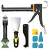 Sentoo Set di pressa per cartucce, pistola in silicone e strumento per la rimozione di sigillante, raschietto per fughe per bagno, cucina, pavimento, finestra, fughe per lavello, telaio