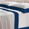 Lisola Set Completo Lenzuola Matrimoniali, Cotone e Raso, 1 Lenzuolo da Sopra 250x290cm + 1 Lenzuolo da Sotto 180x200x30cm + 2 Federe 80x50cm, Made in Italy, Modello: Diamante, Blu Navy