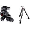 Manfrotto 410 Testa A Cremagliera Per Fotografia, Alluminio & Mt190Xpro4 Treppiede Foto, Colonna Posizionabile A 90°, 4 Sezioni In Alluminio, Nero/Antracite