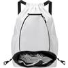 LUKIUP Sacca sportiva con coulisse, impermeabile, con scomparto inferiore, tasca esterna, borsa da palestra per sport, viaggi e città, per uomo e donna, bianco, Mittelgroße