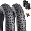 MADICKS 2 COPERTONI 20 X 4.0 X FAT BIKE ANTIFORATURA + 2 CAMERE D'ARIA E-BIKE GOMMA 20'' COPPIA PNEUMATICI TASSELLATO MTB BICI ELETTRICA NERO RIGIDO 20X4.0 (100-406)