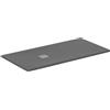 Ideal Standard - Ultra Flat S+, Piatto doccia rettangolare ultrasottile in resina effetto pietra, 160x80cm, Ideal Solid, Scarico lato corto, Grigio cemento
