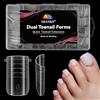 EBANKU 240PCS Unghie Finte Nail System Dual ToeNail Form, Riutilizzabili Pedi Dual Form Kit Lunghe Quadrate Nail Form Acrilico Tips Unghie con Unghie Clip Pennello Polygel a Doppia Estremità e Lima