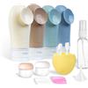 LilyAbeille Set di 13 Contenitori da Viaggio per Liquidi 89 ml, Kit Aereo Liquidi Bottiglia da Viaggio in Silicone con Ventosa, Porta Shampoo Accessori