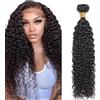Tuheerst Water Wave Human Hair Bundles Natural Black Naturale Capelli Veri Ricci Tessitura Human Hair Extension capelli Single Bundle Double Weft Remy Hair for Woman 12 Inch