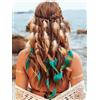Zoestar Cerchietto con piume e piume, stile indiano, tribale, con nappa, accessorio per capelli per donne e ragazze (C)