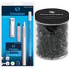 Schneider, Ceod Shiny, set da scrittura con penna stilografica, penna a sfera, per destrorsi e mancini, pennino M & Inchiostro Cartuccia Contenitore 100-Pezzo Set, Nero