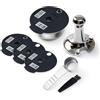 RECAFIMIL Capsule di caffè riutilizzabili Recafimil in acciaio inox compatibili con la macchina da caffè Tassimo, cialda di caffè ricaricabile con 4 coperchi in silicone nero da 60/180/220 ml e pressino