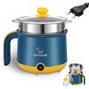 BORDEAG Mini Pentola Elettrica Con Vaporiera Da 1,8 L, Pentola Elettrica Portatile, Mini Padella Elettrica, Pentola Calda Elettrica per Casa, Ufficio, Dormitorio