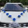 Chexin Set di decorazioni per auto per matrimoni, ghirlanda di nozze per auto, decorazione di fiori, decorazione auto, decorazione di rose blu, con 9 rose, 2 x 1,7 m, blu e bianco