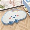 Trlyane Tappeto da Bagno Nuvole, Tappetino Assorbente Antiscivolo Doccia, Soffice Lavabile in Lavatrice per Vasca e bagno Zerbino Ingresso (Blu, 50x80cm)