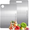 Kunaxku 2 Pezzi Tagliere Acciaio Inox, Tagliere in Acciaio Inossidabile 304, titanium cutting board Multifunzione, tagliere Cucina per Uso per Carne, Frutta, Verdura(30 * 40cm+30 * 20cm)