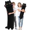 Mewaii Design artistico ultra morbido lungo gatto nero cuscino corpo peluche imbottitura extra per comfort, ottima qualità regalo per fidanzate o amanti del gatto 110 cm