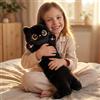 Mewaii Cuscino a forma di gatto nero ultra morbido e lungo con imbottitura extra per il comfort, regalo di alta qualità per fidanzate o amanti del gatto, 50 cm