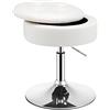 RELAX4LIFE Sgabello Vanity con Portaoggetti, Ottomana in Similpelle Imbottita, Girevole a 360° e Regolabile in Altezza Tra 51 e 66CM, per Camera da Letto, Soggiorno, Bar (Bianco)