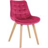 CLP Brook Chair I Sedia da pranzo con motivo trapuntato su rivestimento in velluto I Struttura in legno a quattro piedi, Colore:rosso