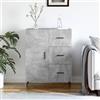Higsose Credenza Grigio Cemento 69,5x34x90cm in Legno Multistrato Libreria Moderna Armadio Cucina Madia Soggiorno Cassettiera Camera da Letto Mobiletto Macchina Caffe Credenze e Buffet Sala