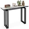 RELAX4LIFE Tavolo Consolle Moderno 110x30x81cm, Console Ingresso con Piano in Finto Marmo, Struttura in Metallo e Poggiapiedi Regolabili, Salvaspazio per Soggiorno, Corridoio, Max 30kg (Nero)