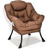 HOMASIS Poltrona Relax, Poltroncina Reclinabile con Braccioli e Tasca Laterale, Supporta Fino a 150 kg, Sedia Comoda per Salotto, Camera da Letto, 81 x 75 x 94,5 cm (Modello 2, Marrone)