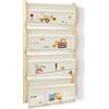 wooshwa Libreria Montessoriana per Bambini da Parete 4 Ripiani e 3 Tasche Porta Libri Bambini Scaffale Salvaspazio Legno 81x43x8cm - Escavatore