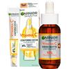 Garnier Vitamina C Siero Viso Notte Uniformante con on Acido Ialuronico 30ml + Contorno Occhi Crema Illuminante per Occhi Spenti e Stanchi Riduce Borse e Segni di Stanchezza 15ml - Set da 2
